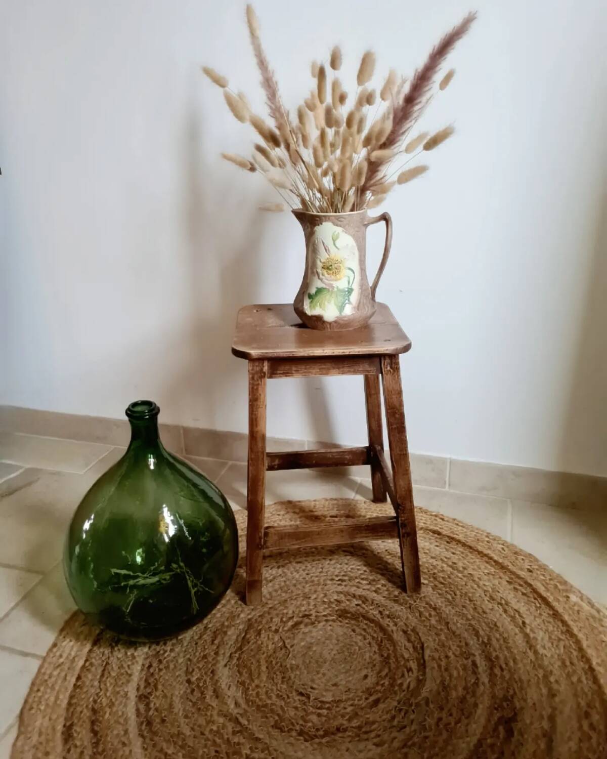 Old vintage handcrafted kitchen stool