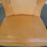 Set of 4 comfortable honey-colored goat leather dining chairs
