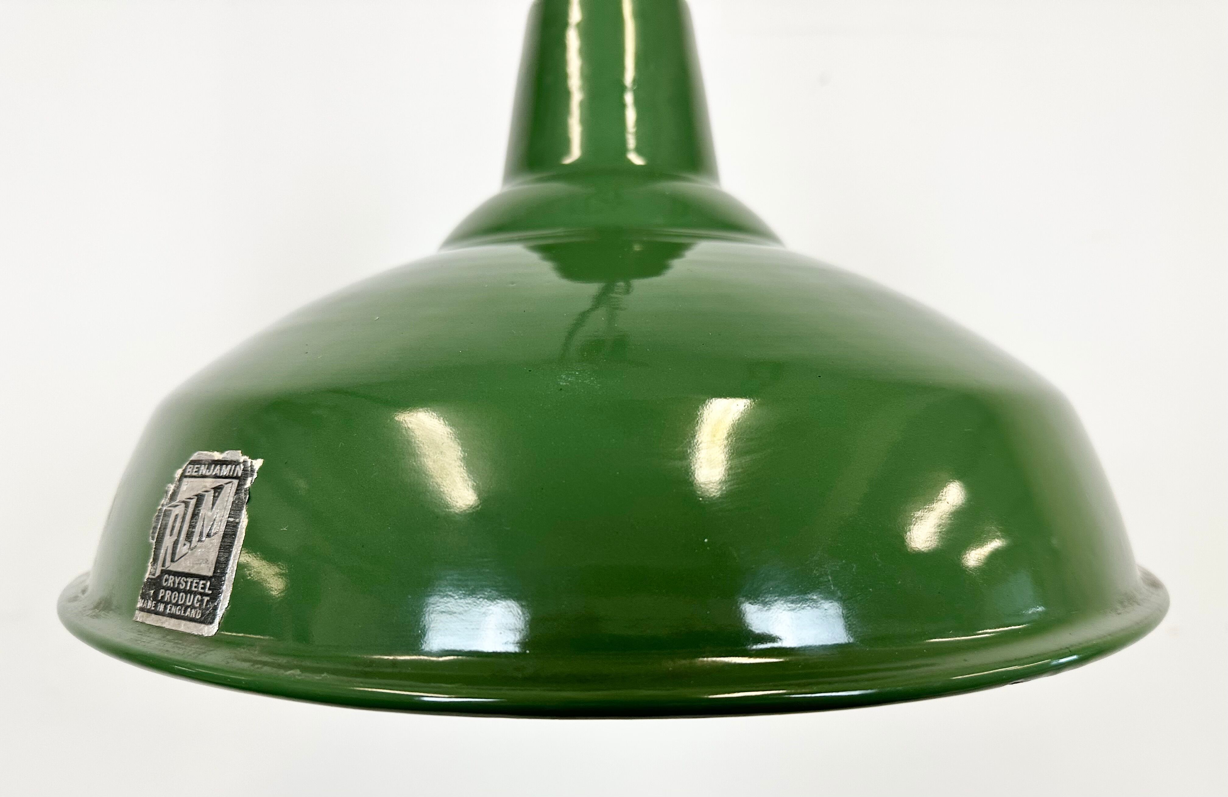 Industrial Green Enamel Factory Lamp from Benjamin, 1960s