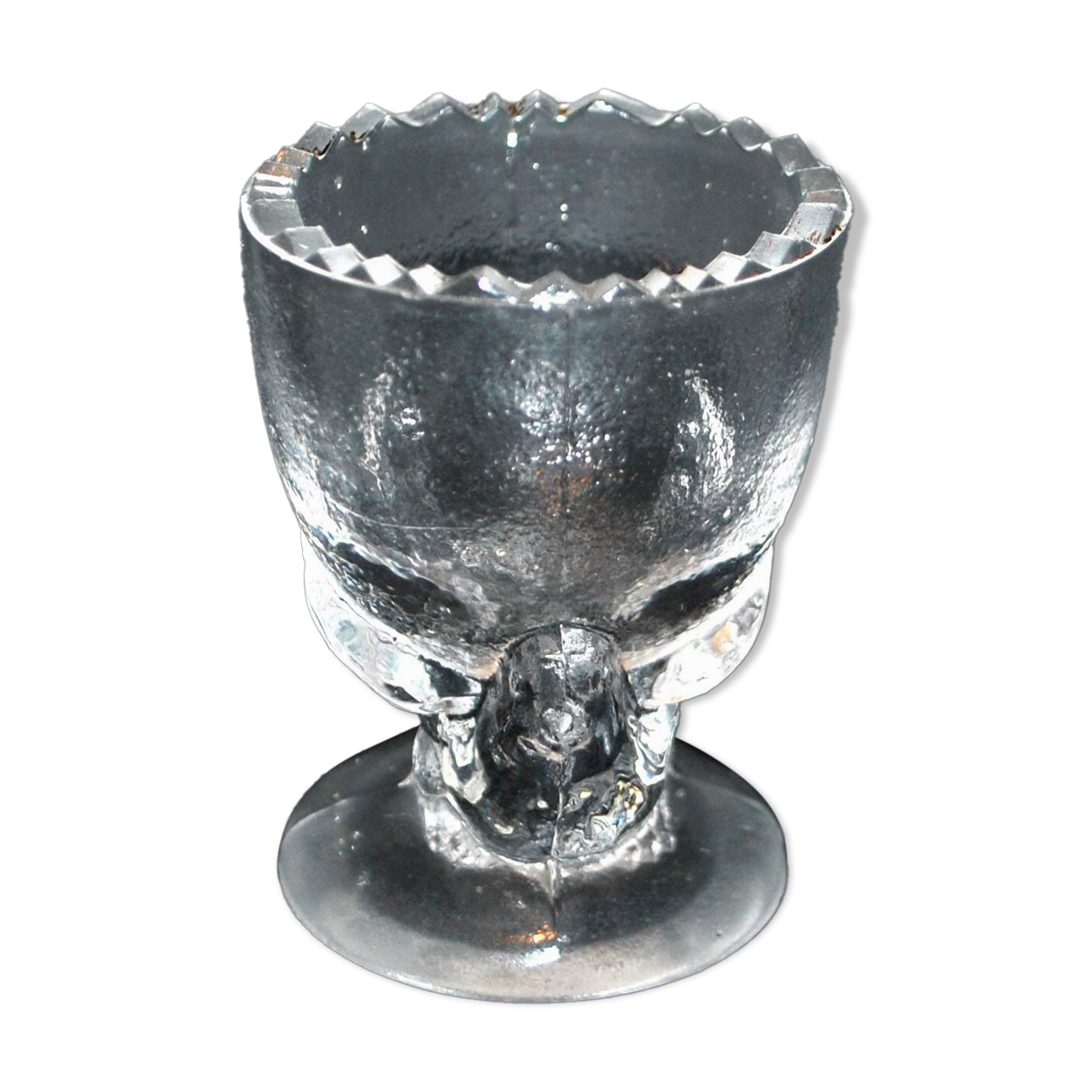 Vintage Portieux Molded Glass Chicken Egg Cup Easter Hen