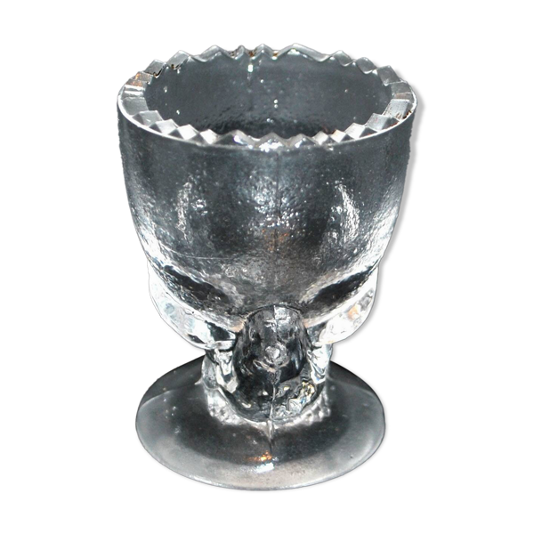 Coquetier poule en verre moulé vintage de Portieux