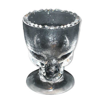 Vintage Portieux Molded Glass Chicken Egg Cup Easter Hen