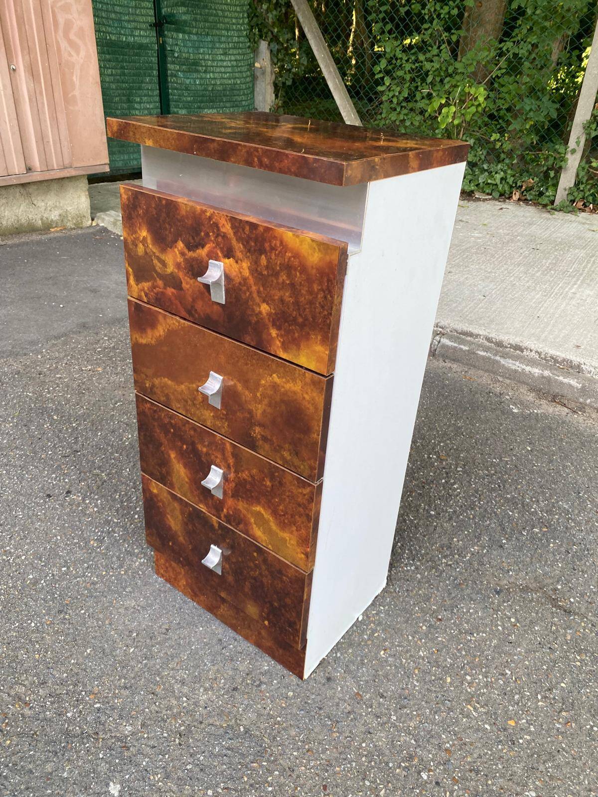 Commode loupe d'orme 1970 4 tiroirs