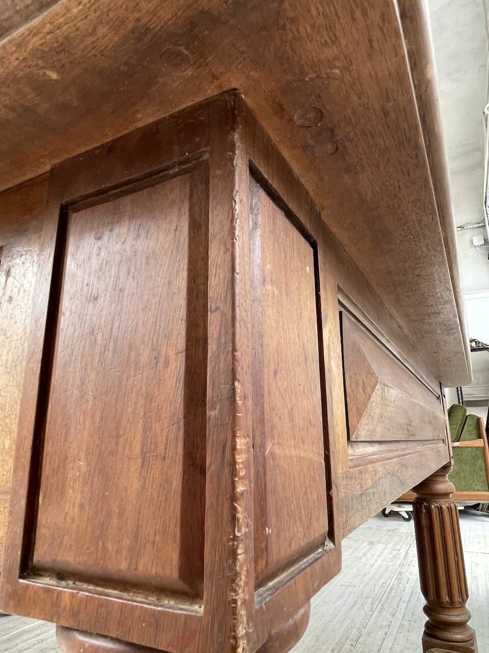 Solid walnut farmhouse castle table 1900 XXL