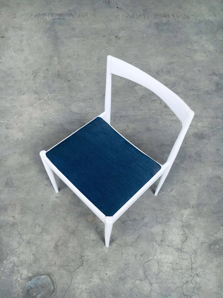 Belgian White Dining Chair, 1970s, Set of 9