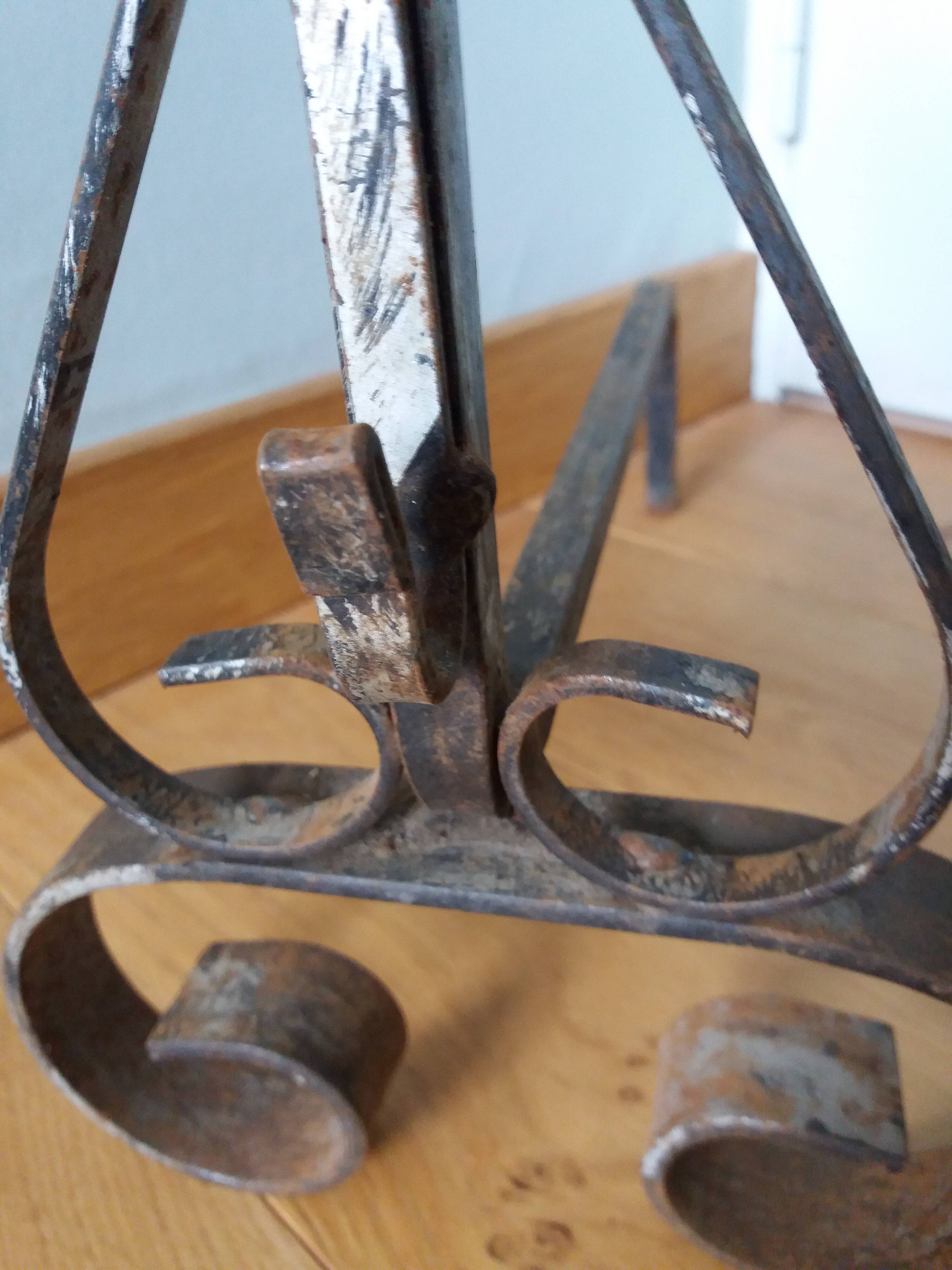 Chenets tête boule bronze doré
