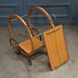 1960 curved wood bar serving trolley table
