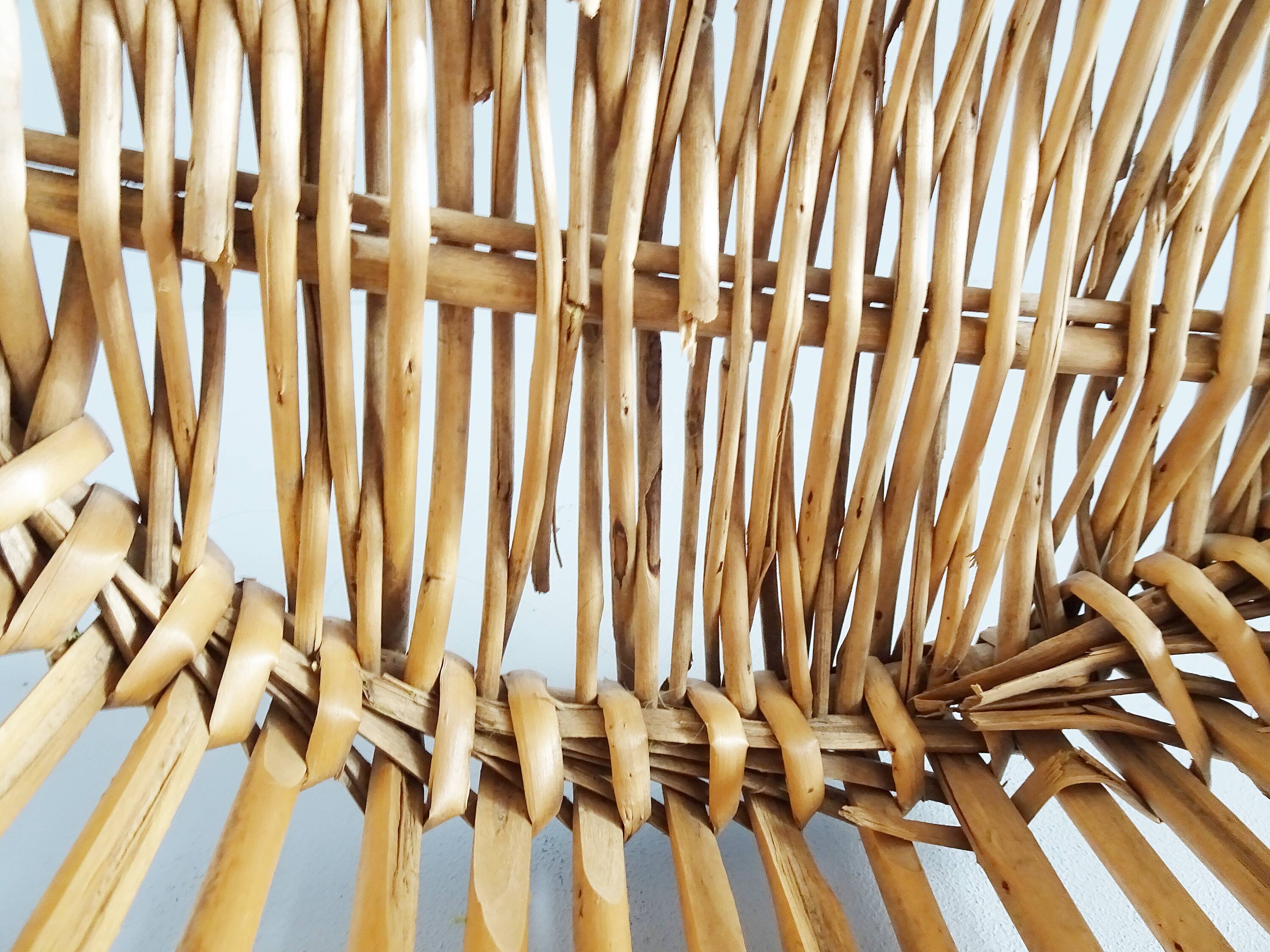 big rattan wastebasket, wicker basket, bamboo basket