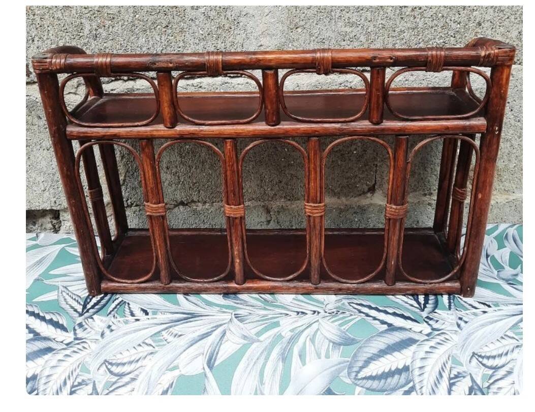 Vintage bamboo wall shelf