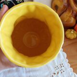 Barbotine vase with sunflower decor