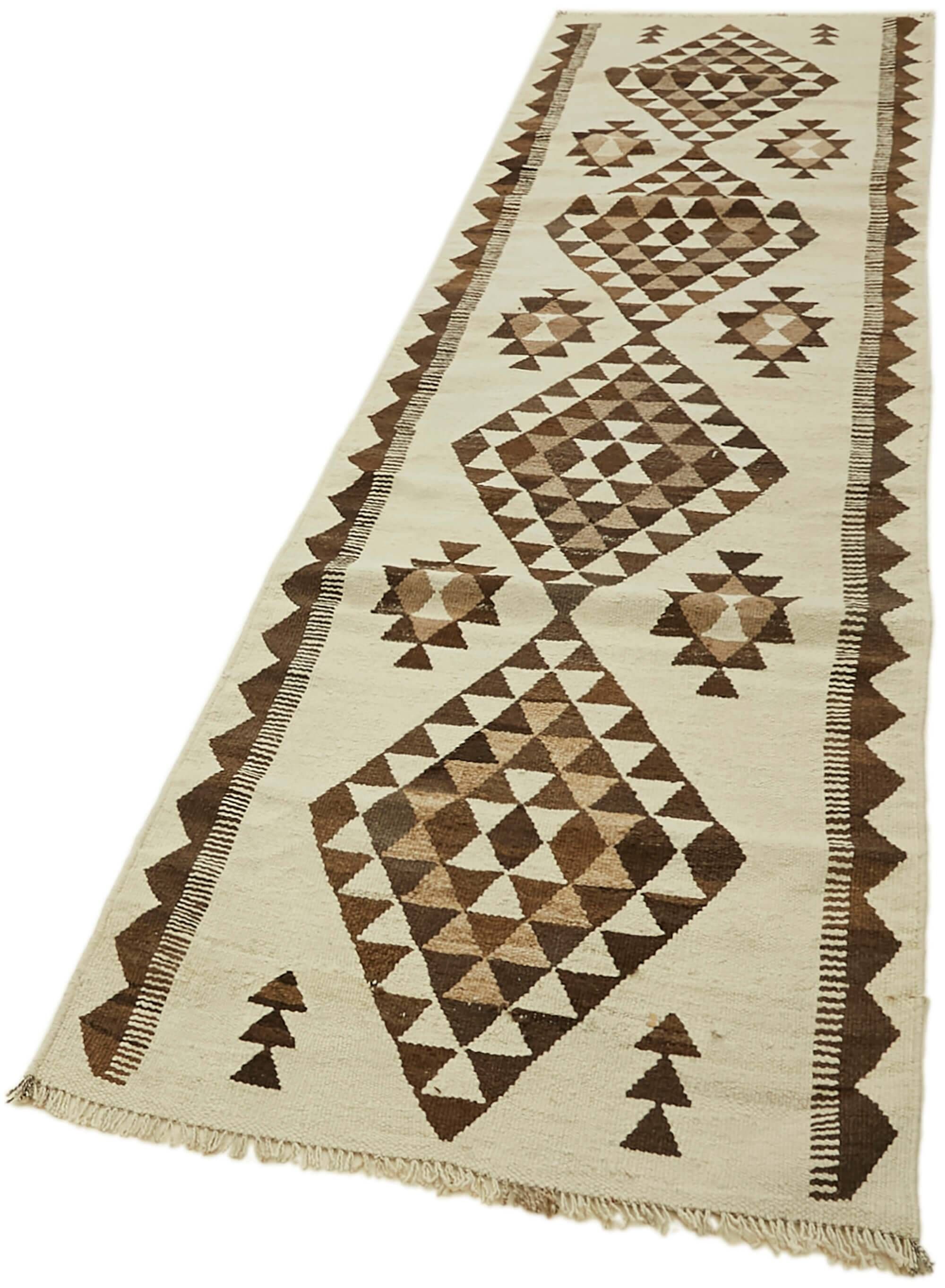 Turkish Handwoven Vintage Herki Kilim 96 cm x 360 cm