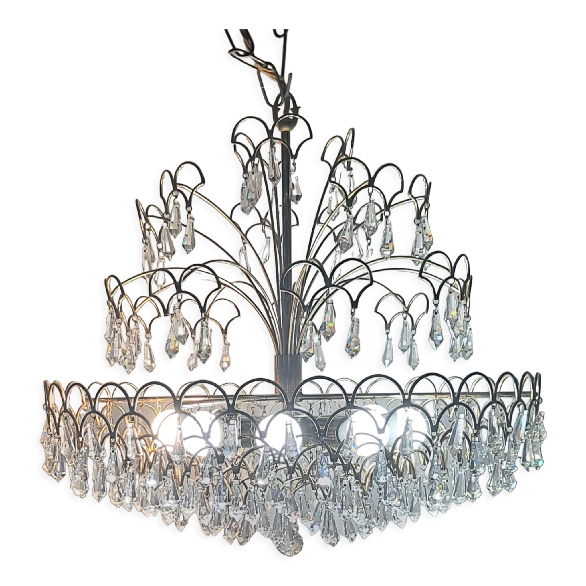 Lustre en cristal italien vintage 8 lumières