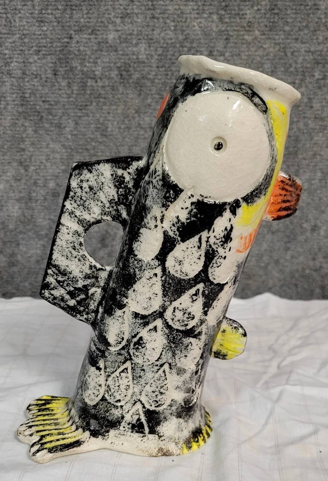 Ceramic vase representing a stylized fish, 20th century