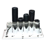 Vase soliflore vintage en céramique noir et blanc - porte-pinceaux