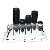 Vintage black and white ceramic soliflore vase - brush holder