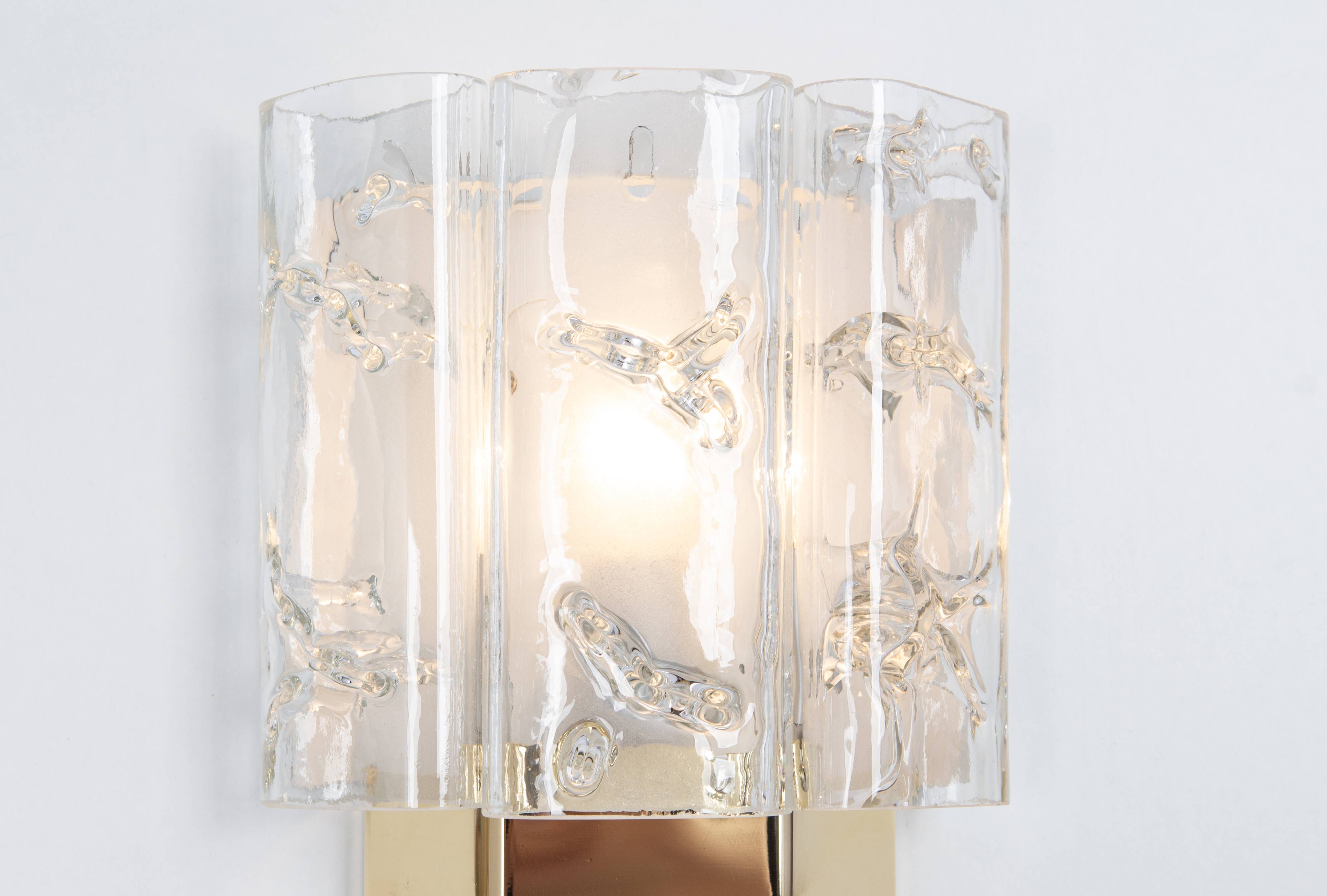 Pair of Brass and Murano Glass Wall Sconces by Doria, Germany, 1960s