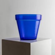 Large Vintage Deep Blue Glass Flower Pot with Textured Surface – Mid-Century Italian Glass, 1970s
