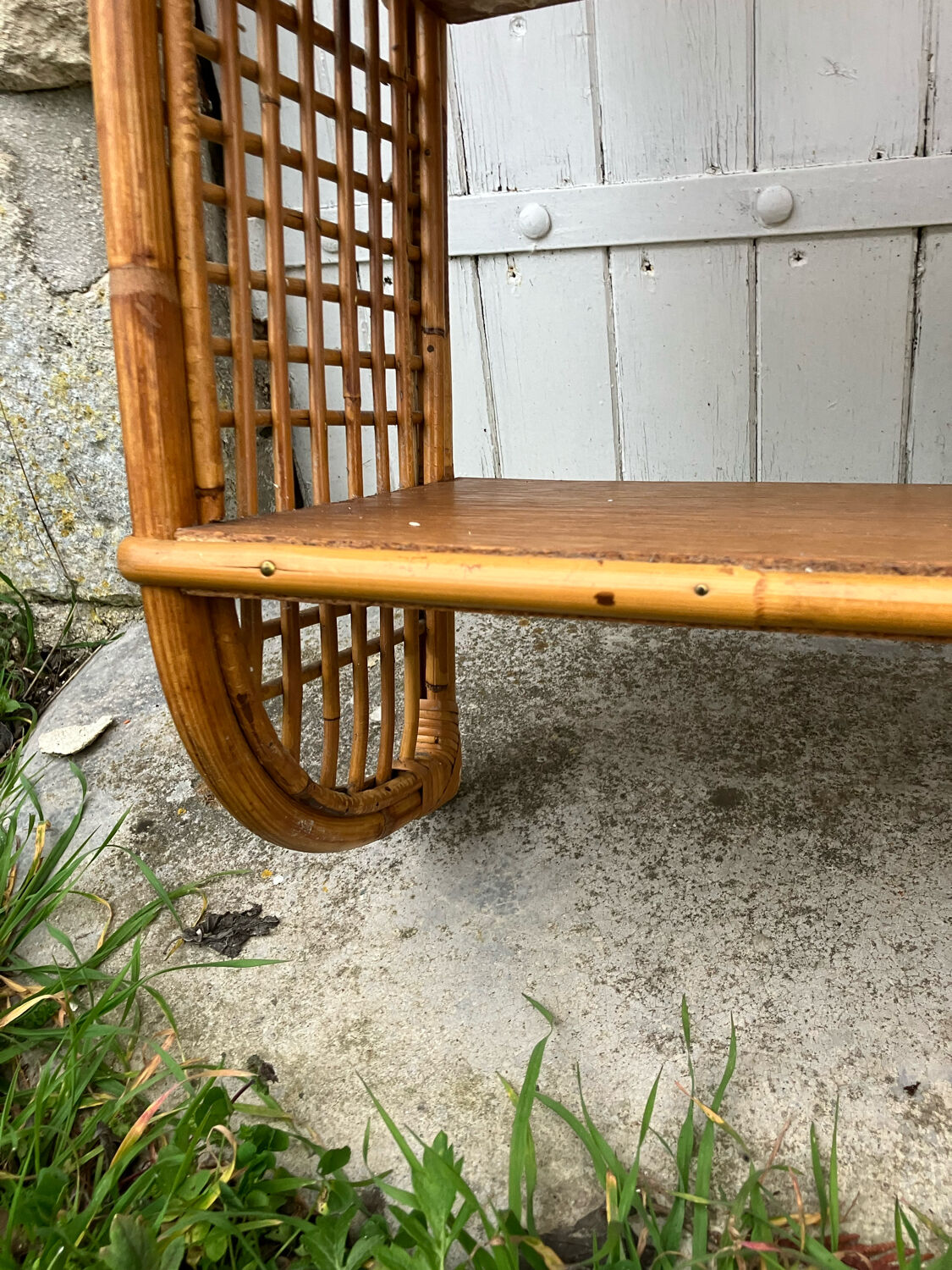Vintage rattan wall shelf