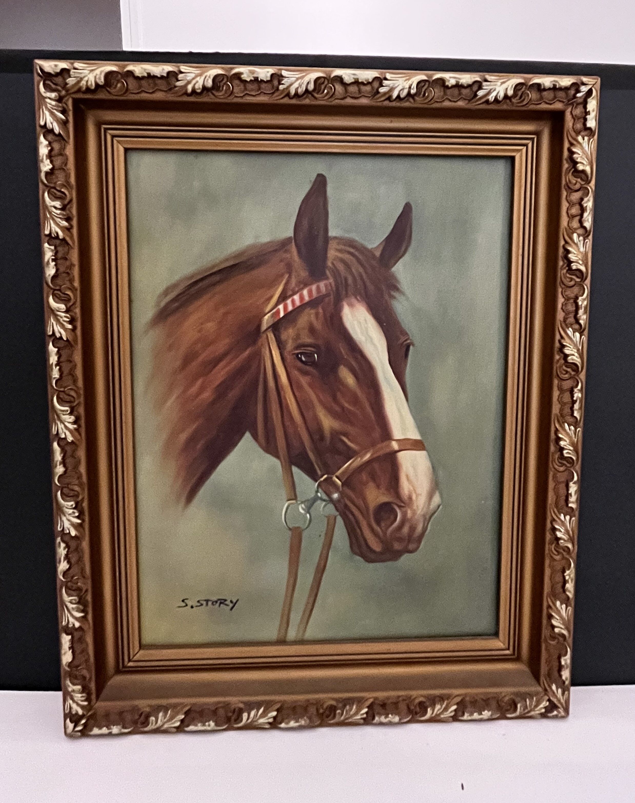Oil on canvas, alezan horse head