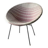 Vintage Mid-Century woven Sputnik  bucket chair