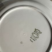 Set of 4 plates Sylvain Moulins des Loups burgundy rose decoration