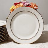 Set of 6 flat plates gilded in porcelain of Châtres sur Cher limoges