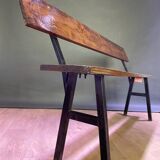 Farmhouse bench with backrest