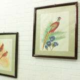 Antique asian painting on rice paper in high quality wood frames, c 1910s