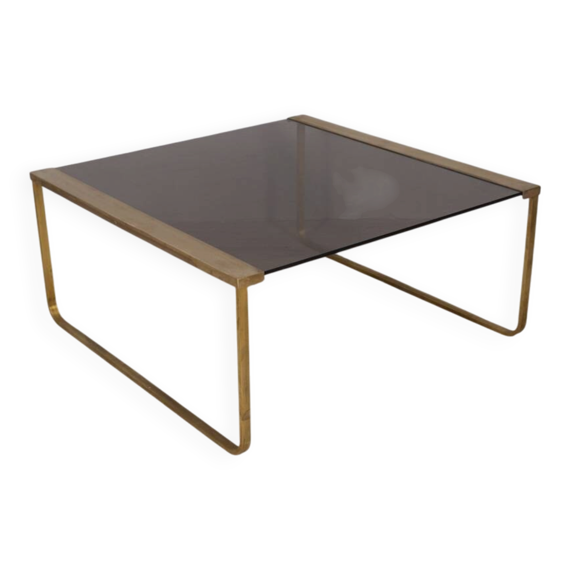 Vintage 1960s italian design brass and glass coffee table