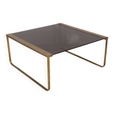 Table basse en laiton et verre au design italien des années 1960
