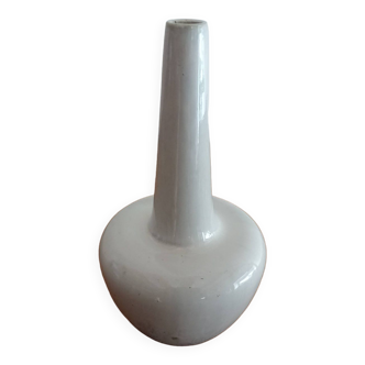 Old kg lunéville vase long neck blueish gray with iridescence h17 - ø 25 cm