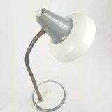 Large steerable desk lamp in white laquered metal 70s