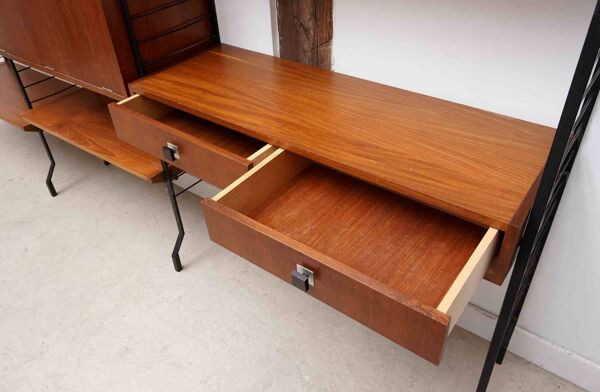 Bibliothèque bureau vintage modulaire en teck