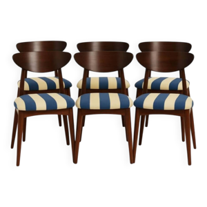 6 chaises en tissu rayé