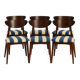 6 chaises en tissu rayé et bois de hêtre foncé