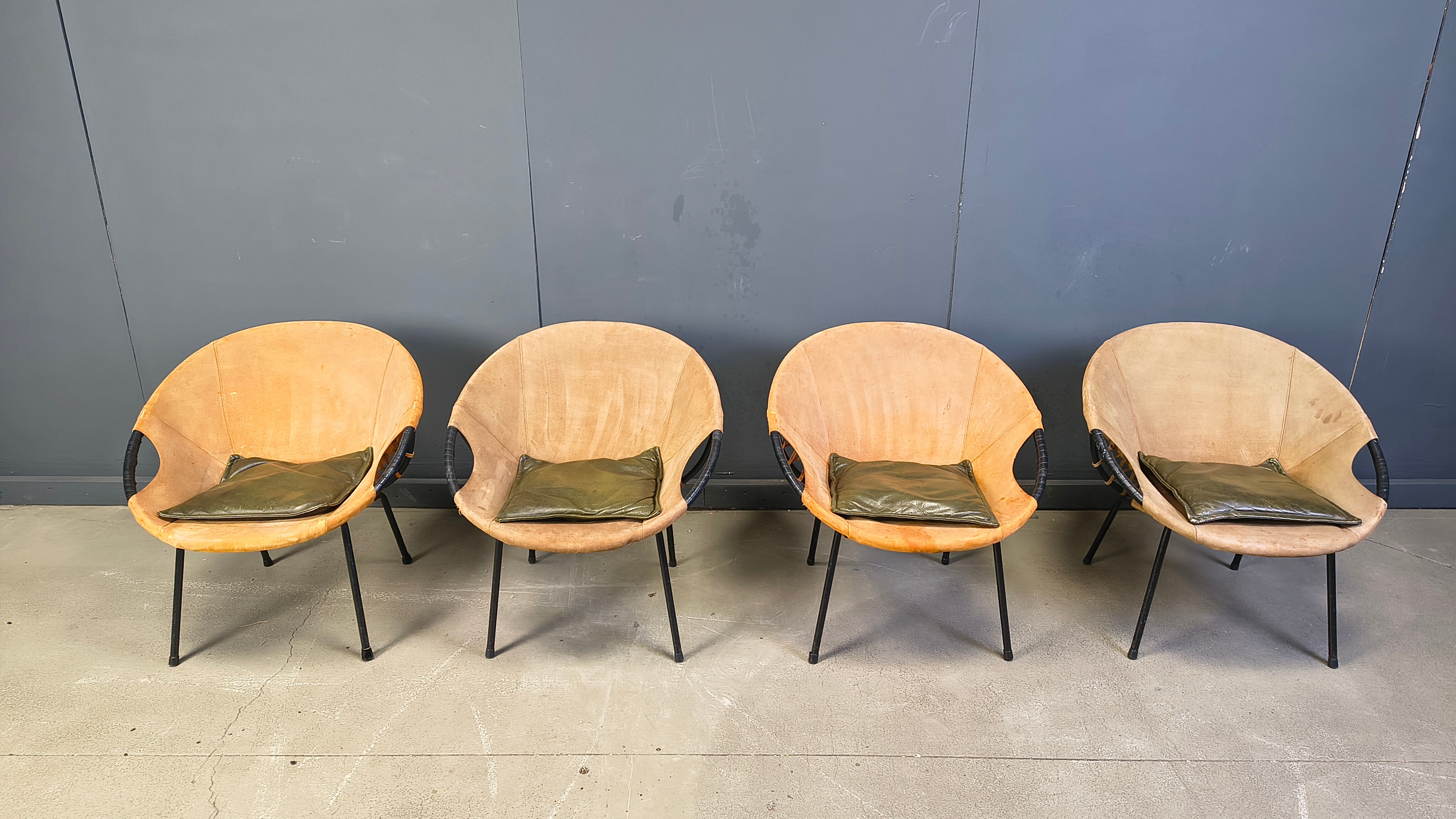 Vintage balloon chairs by Lusch & Co, 1960s - set of 4