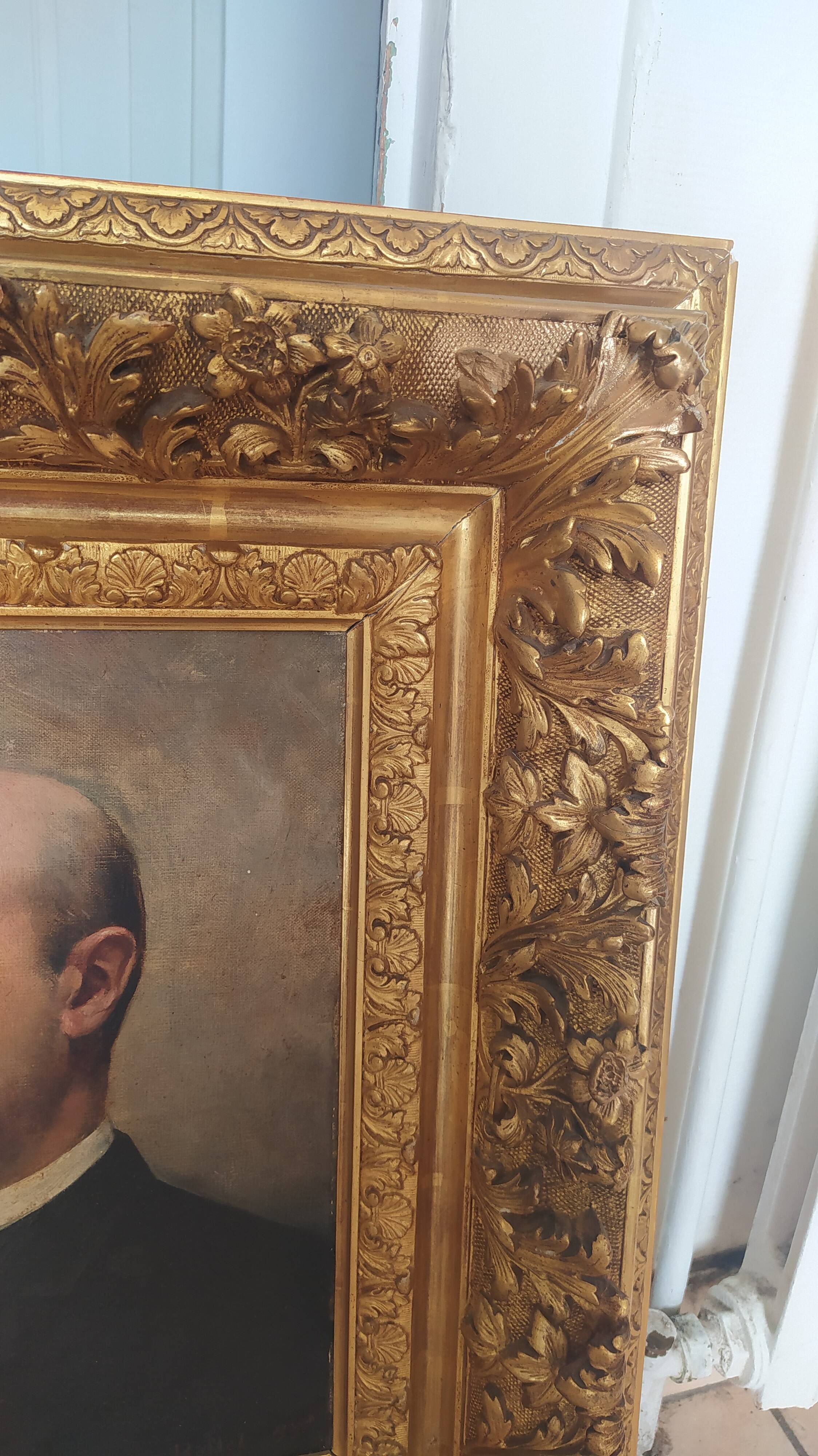 Portrait d’homme XIXe – A. Bellet, 1882 – Huile sur toile et superbe cadre