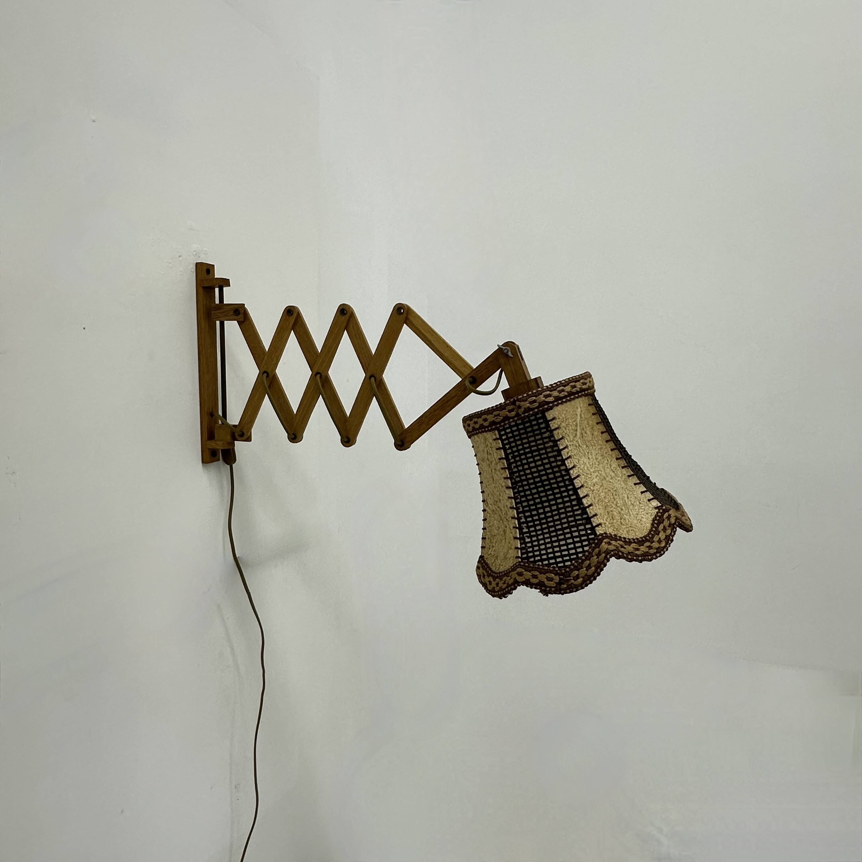 Vintage teak scissors wall lamp , 1960s