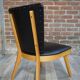 Chair 50 years in wood and faux black leather cocktail