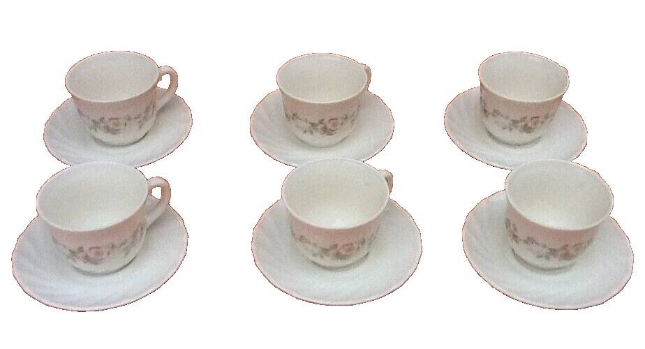 6 Cups / Saucers for coffee, scalloped model