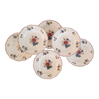Hollow plates in earthenware Sarreguemines Model "Agreste" Vintage