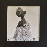 Vintage ethnographic photograph, large framed Baga mask, 44 x 44 cm.