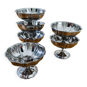 Vintage stainless steel ice cream bowls in a set of 6.
