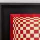 Pair of panels in red and gold straw marquetry. Contemporary.