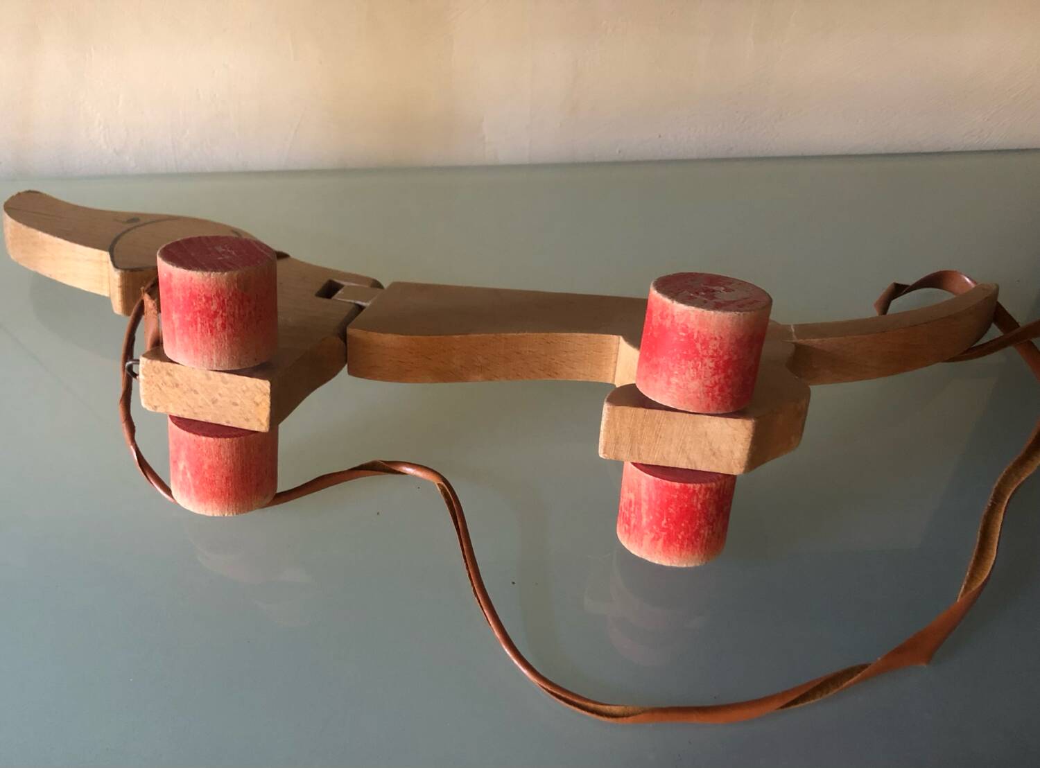 Wooden pull-along dog toy