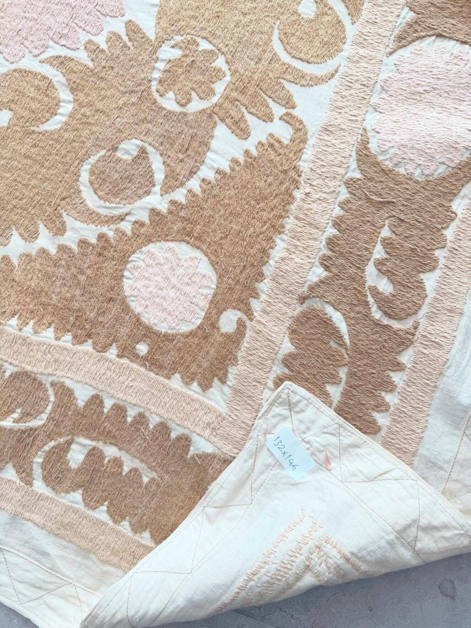 Vintage hand-embroidered tablecloth 132x146 cm
