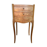 Antique Nightstand Louis XV Style Inlay Wood 3 Drawers Wine