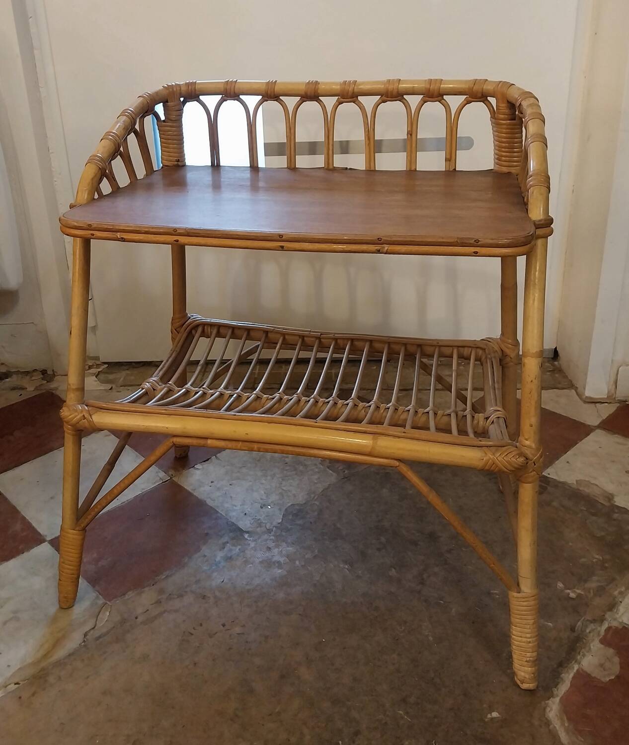 Rattan bedside table