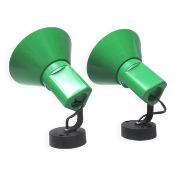 Pair of Junior green spot wall lights Harveiluce Guzzini 1980s