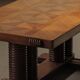 Solid oak table with marquetry, France, circa 1940.